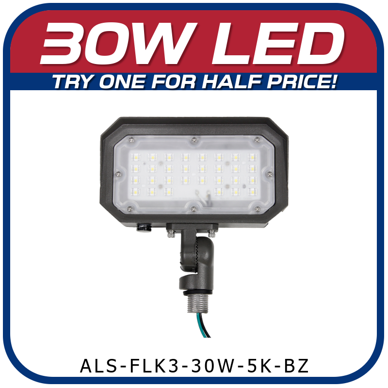 30W LED 3rd Generation 5000K Knuckle Mount Floodlight