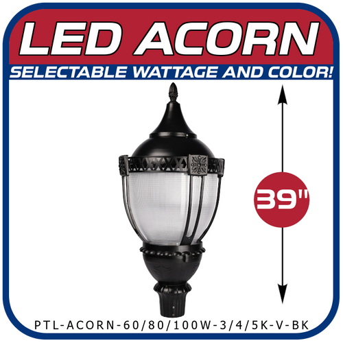 Decorative Acorn Fixture Wattage and Color Selectable