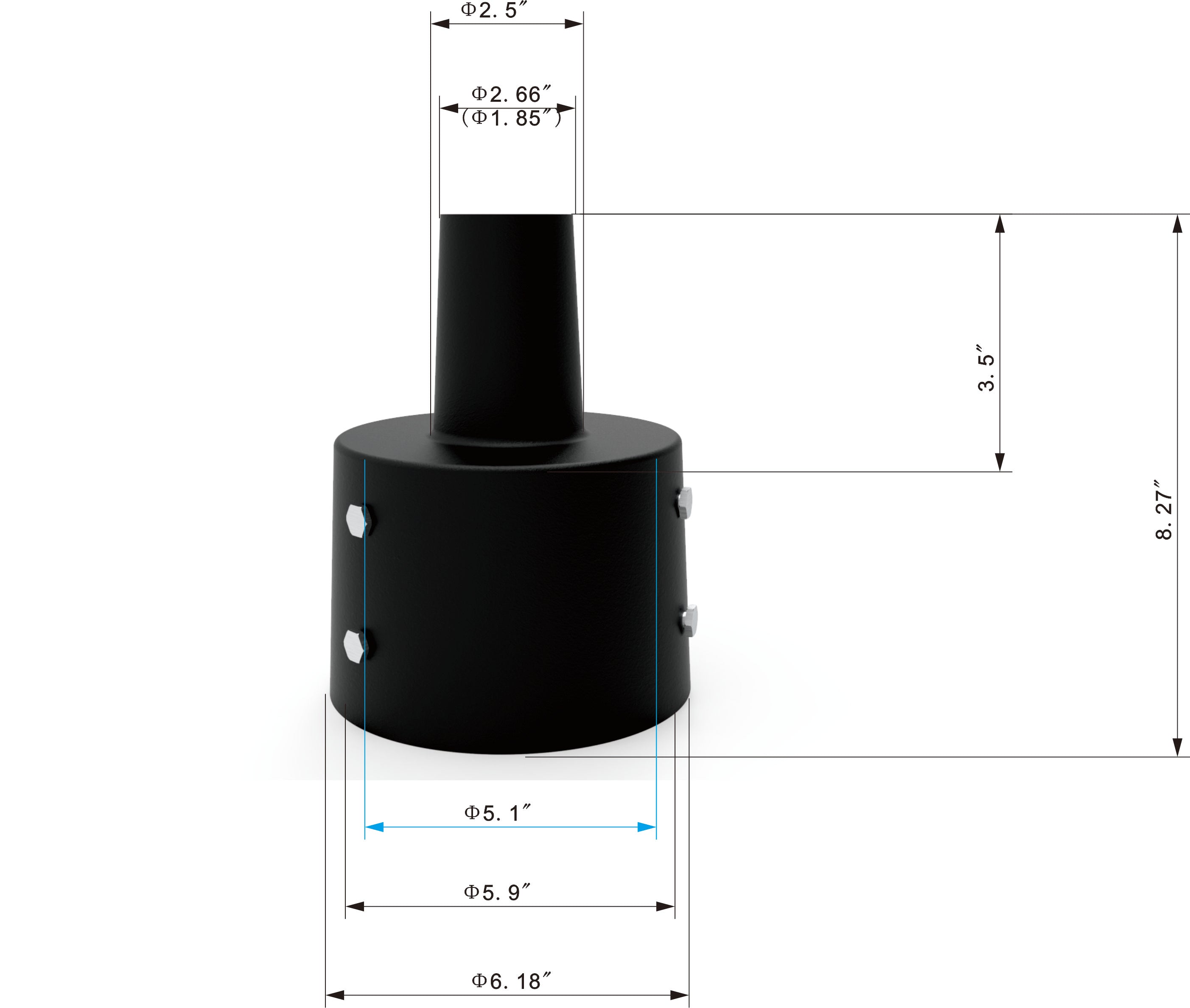 5 Inch Round Tapered Tenon Reducer