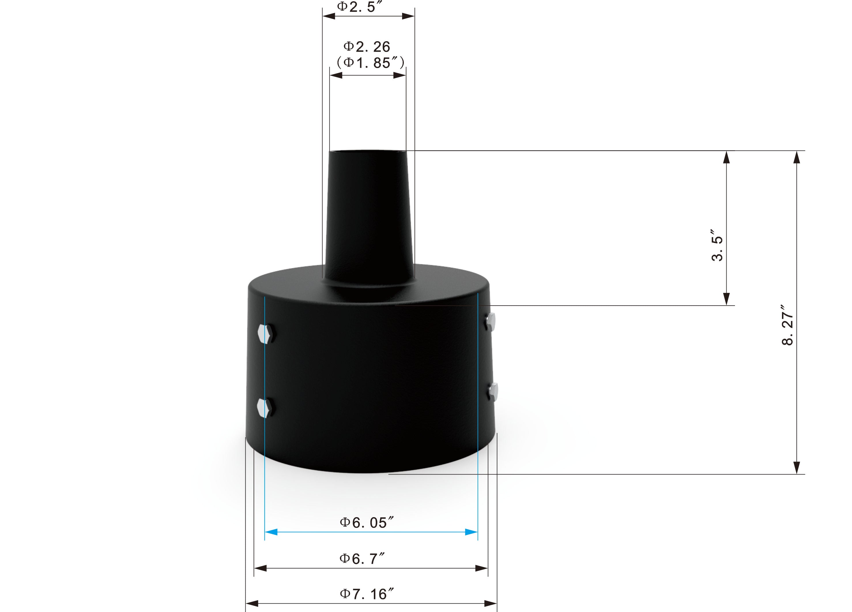 6 Inch Round Tenon Reducer