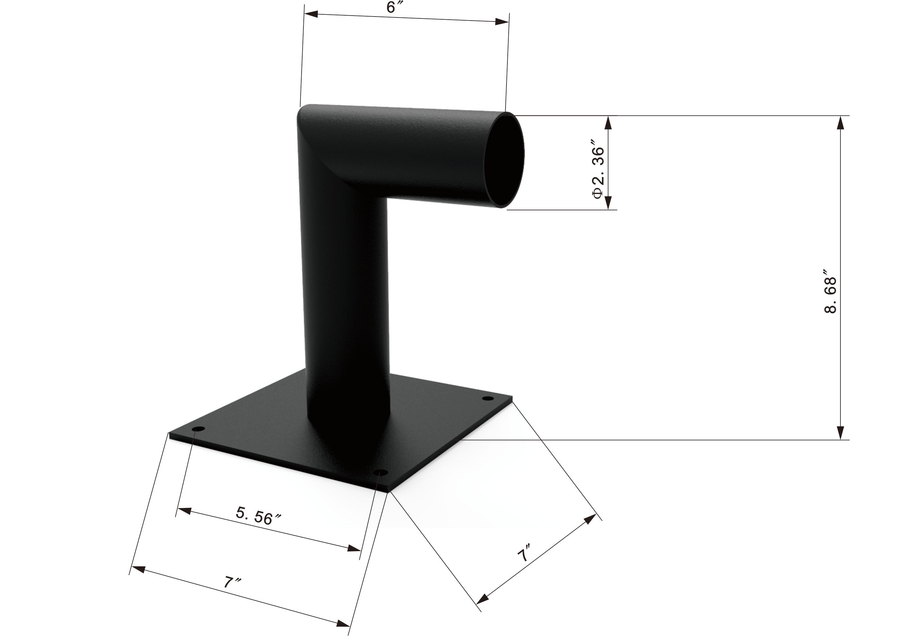 90° Wall Mount Tenon 7" Plate