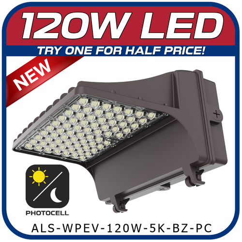 120W Evolution Series Full Cut Wall Pack W/ Photocell