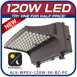 120W LED Evolution Series Full Cut Wall Pack with Photocell