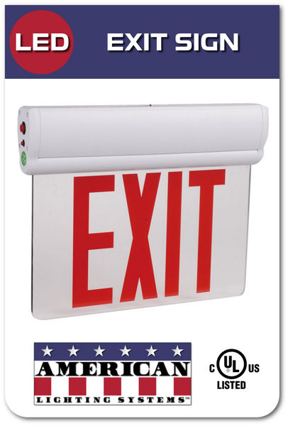 LED Emergency Exit Sign - Red on Clear