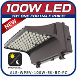 100W LED Evolution Series Full Cut Wall Pack with Photocell