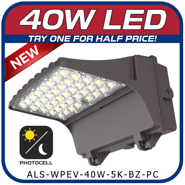 40W LED Evolution Series Full Cut Wall Pack with Photocell