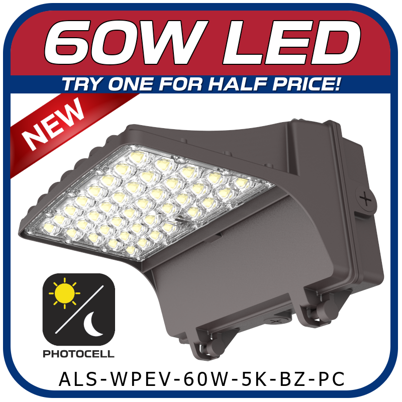 60W Evolution Series Full Cut Wall Pack W/ Photocell