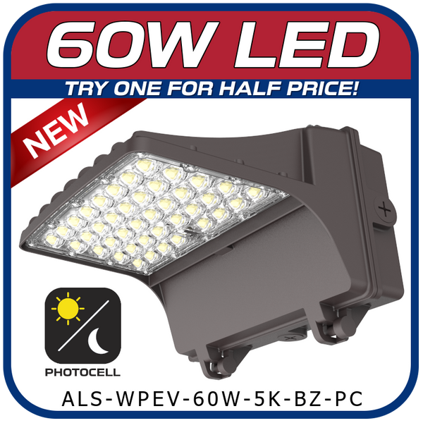 60W LED Evolution Series Full Cut Wall Pack with Photocell