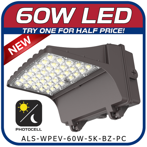 60W LED Evolution Series Full Cut Wall Pack with Photocell