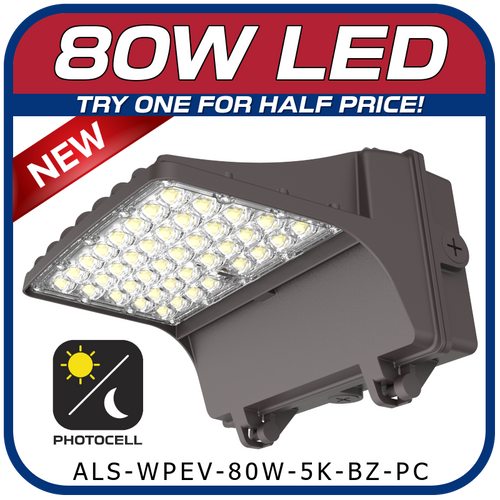 80W Evolution Series Full Cut Wall Pack W/ Photocell