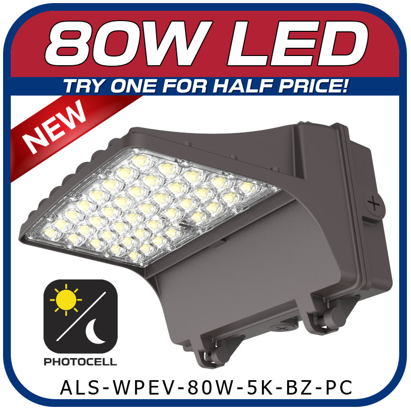 80W Evolution Series Full Cut Wall Pack W/ Photocell