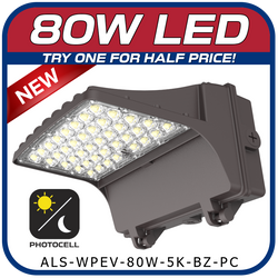 80W LED Evolution Series Full Cut Wall Pack with Photocell