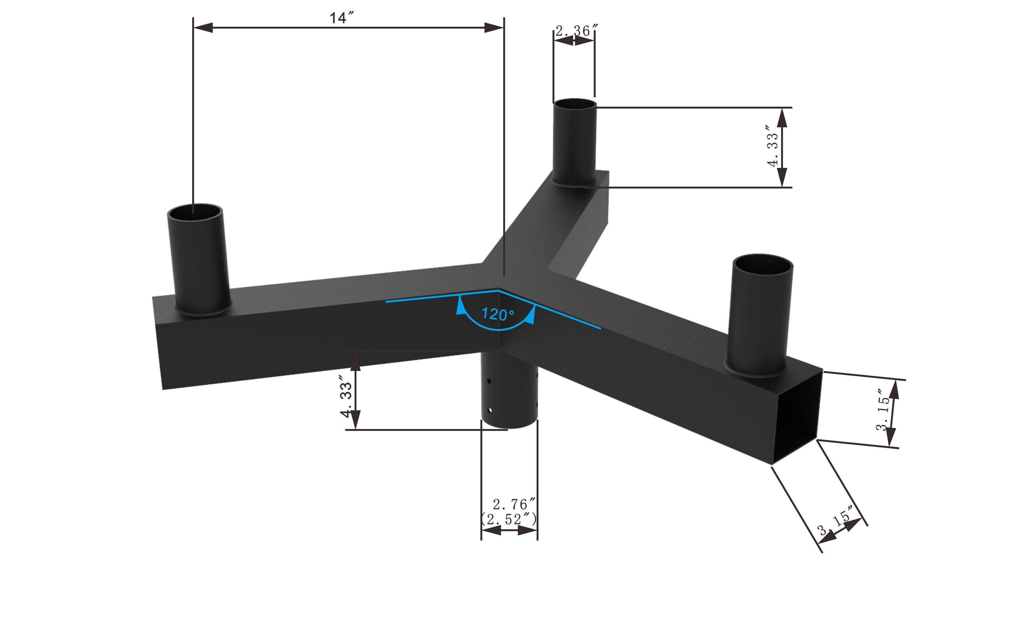 120° Low Profile Triple Bull Horn