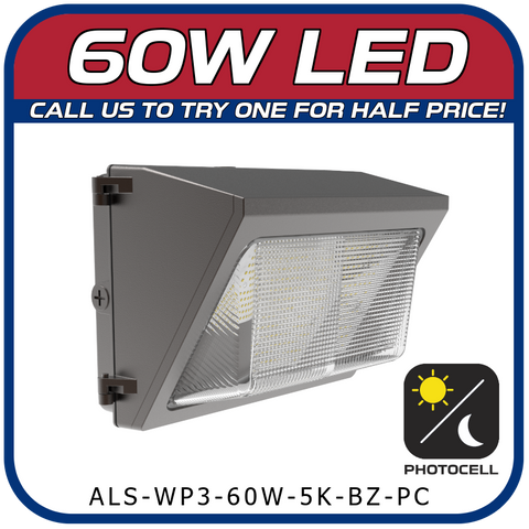 60W LED 3RD GEN WATCHMAN SERIES WALL PACK W/PHOTOCELL