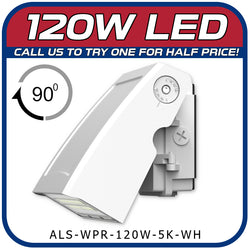 120W LED ARCHITECTURAL SERIES 90° ROATAING WALL PACK WHITE FINISH