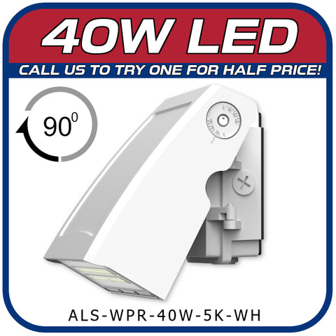 40W LED ARCHITECTURAL SERIES 90° ROATAING WALL PACK WHITE FINISH
