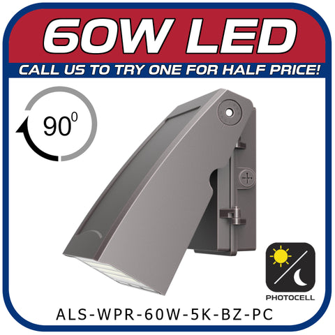 60W LED ARCHITECTURAL SERIES 90° ROATAING W/PHOTOCELL